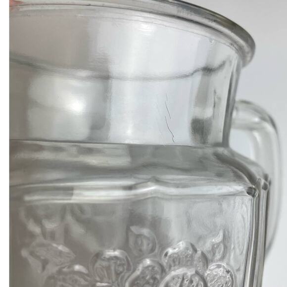 Vintage Anchor Hocking Mayfair Clear Glass Sunflower Open Juice Pitcher 37oz - Picture 10 of 13